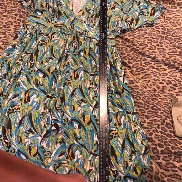 Milly Retro signature print V-neck , side zip bell sleeve mini dress cover up - Picture 8 of 15